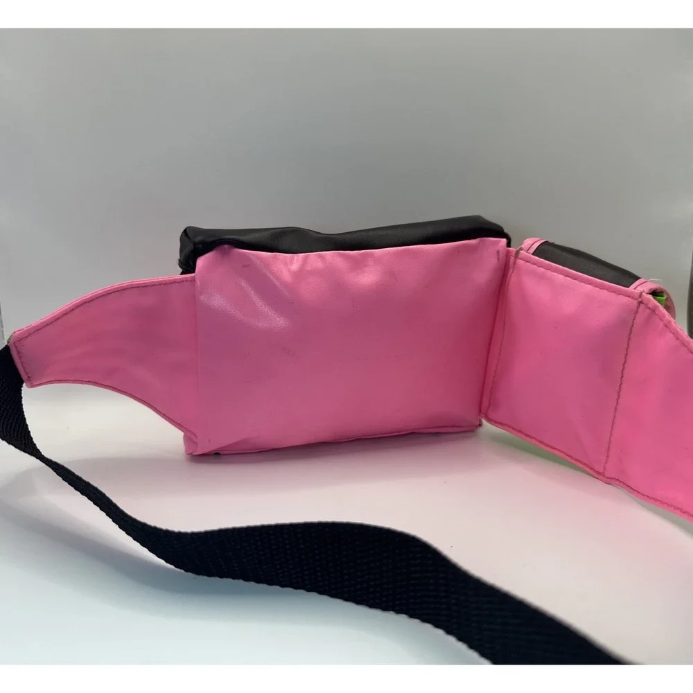 Vintage 1990s Girls Neon Pink Green Star Belt Bag Fanny Pack Youth Kids CDI